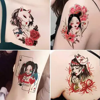8PCS Tatuaj Temporar Autocolante pentru Femei Fals Tattos Drăguț Arta Corp de Apă de Transfer Tatuaj Decalcomanii Fete Anime Clovn de Dimensiuni Mici