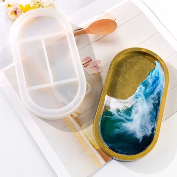 DIY Oval Scrumiera Mucegai Silicon Rășină Mucegai Feluri de mâncare Model de Placă de Luare de Turnare Mucegai Ambarcațiunile de Bijuterii Mucegai Instrument