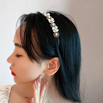 FYUAN coreea Style Cristal Stras Bentițe pentru Femei Floare Pearl Pălării, Accesorii de Par, Bijuterii