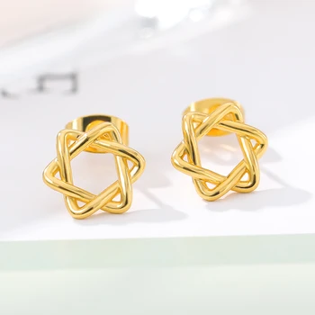 De moda de Aur din Oțel Inoxidabil Evreu Magen Star of David Hexagrama Cercei Minimalism Bijuterii Mark Amuleta Pendientes Brincos