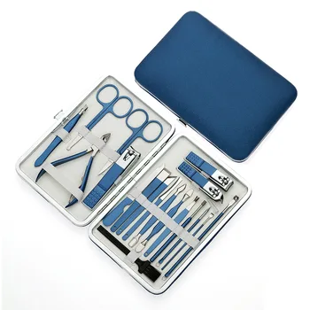 19pcs Profesionale Manichiura Albastru Unghiera Pedichiura Set Portabil Kit de Igiena din Oțel Inoxidabil Freze de Unghii Unghii Setul de Unelte