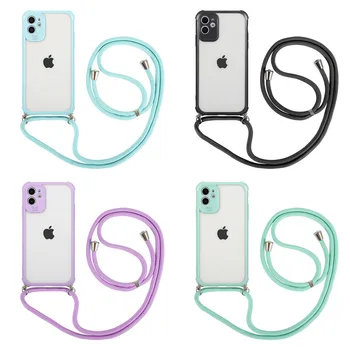 Curea Lanț de Cablu Transparent Cazul în care Telefonul Pentru iPhone 12 11Pro Max XR X XS Max 7 8 Plus 2 SE Colier din Șnur Cari Atârnă Moale Capacul