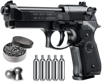 Beretta M92Fs Blowback Pistol de Aer cu 5X12 Rezervoarele de Co2 și Pachet de 500Ct Pelete de Plumb Pachet Perete de Metal Semn de Metal Pictura decor