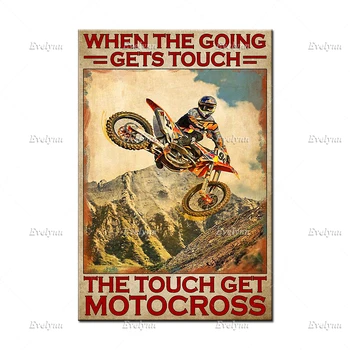 Motocross Dirt Bike Motociclist Retro Poster Când Se Atinge Peretele Printuri De Arta Decor Acasă Panza Cadou Unic