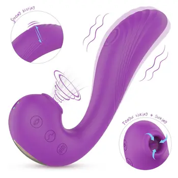 3 În 1 Clitoridian Supt & Lins Vibratoare Punctul G Aripi Vibratoare Penis Artificial Jucarii Sexuale Pentru Femei Pentru Orgasm Stimulator Clitoris Fraier
