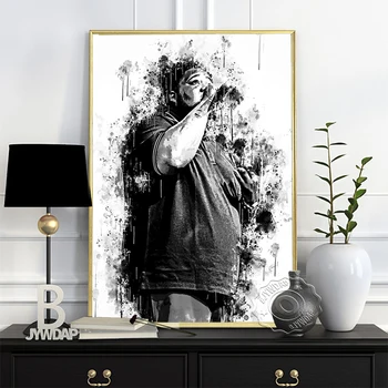 Tija Val Alb Negru Acuarelă Poster, America Rapper Schiță Printuri De Arta, Minimalism Muzica Hip-Hop Cântăreață Portret Pe Perete Poza