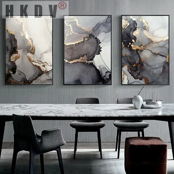 HKDV Abstract de Aur de Lux Panza Pictura cu Acuarele Imagine Home Decor de Perete de Arta Minimalist și Postere de Imprimare pentru Camera de zi