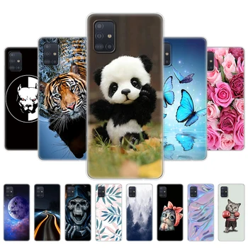 Pentru Samsung Galaxy A71 Caz Silicon Transparent Capacul din Spate Caz de Telefon Pentru Samsung A71 A715 Caz Moale 6.7 inch Panda Desene animate pisica
