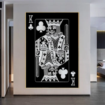 Abstract Argintiu Carti de Joc Rege, Regina, Jack Panza Pictura pe Perete Postere de Arta Cuadros Imagini pentru Club Bar Acasa Decor