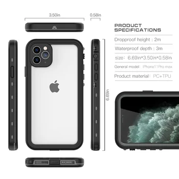 IP69K Impermeabil Caz pentru iPhone 11 Pro Max Protecție Completă Scufundări, Înot, Fotbal de Sport în aer liber rezistent la Șocuri Subacvatice Acoperi