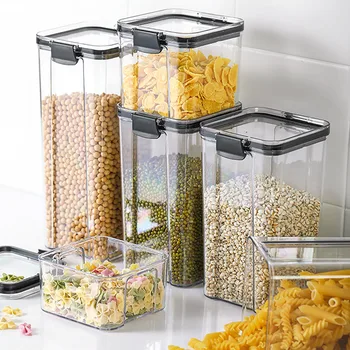 4BUC PET de Plastic Alimentar Recipiente Transparente, care pot fi Stivuite Hrana Uscata Cutie de Depozitare Bucătărie, Spaghete, Tăiței Containere Sigilate