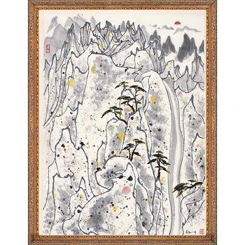 Wu Guanzhong, fără moderne artist Chinez, clasic Huangshan răsărit Muzeul de replicare personalizare dimensiune pânză de Mătase xuan