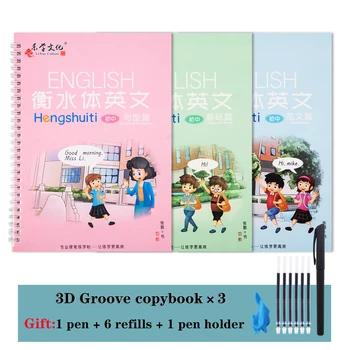 3 Cărți / Set Engleză Reutilizabile Caiet De Caligrafie De Învățare Alfabet Pentru Copii Practică A Scrisului De Mână Cărți, Jucării Pentru Copii