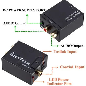 DAC Digital La Analogic Adaptor Fibra Optica Toslink Coaxial Semnalul Analog RCA Audio Converter Amplificator cu Decodor DAC Converter