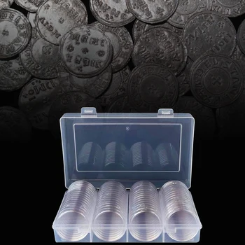 60PCS Monedă Capsule Cu 60 Proteja Garnitura Si 1 Cutie de Depozitare din Plastic, Pentru Colectare de Monede Pentru 19/20.5/22.25/25/27/30/39/41mm Monede