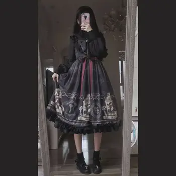 Doamna Fete Gothic Lolita Rochie De Cosplay Costum Kawaii Zburli Alunecare Vintage Negru Kawaii Îmbrăcăminte Dulce Lolita Lolita Goth