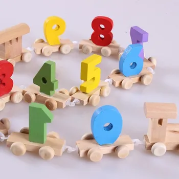 Lemn pentru copii Mici Digitale Tren de Asamblare Combinație Copil de Educație Timpurie de Matematică Cognitive Jucărie din Lemn Bloc