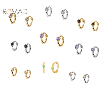 ROMAD Mici, Rotunde de Aur Zirconiu Mov Hoop Cercei Pentru Femei 2021 Tendință de Argint 925 Cercei Bijuterii Pendientes Mujer