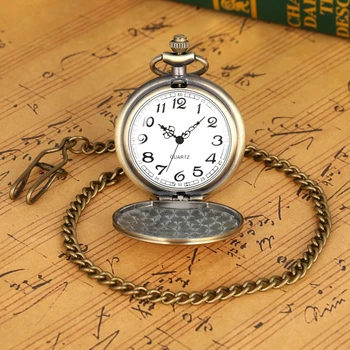 FOB Lanț de Ceasuri Bronz Antic Roată Dințată Cuarț Ceas de Buzunar de Ore de Ceas Steampunk Bărbați Femei Colier Ceas de Colecție reloj