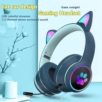 New Sosire CONDUS de Pisică Ureche Căști de Gaming Headset 7.1 Sunet Stereo Detașabil Pisică Ureche Căști cu Fir Gaming Cu Microfon