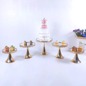 Aur Tort Stand Set Prăjitură Tava De Tort De Instrumente Home Decor Masa Cu Deserturi Decorare Petrecere De Nunta De Afișare