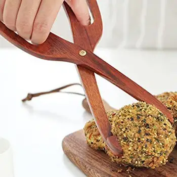Mâncare de lemn Clemă Clește, Foarfece Formă de GRĂTAR Tort Desert Pâine Clip Instrument de Bucatarie
