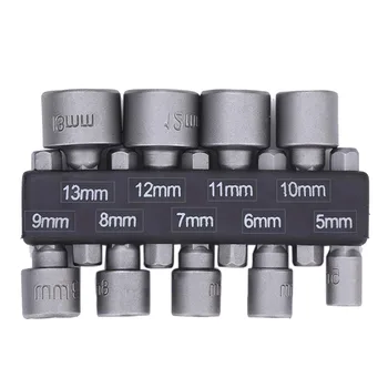 9pcs Putere Mâna Driver Instrumente de Foraj Set 5-13mm Metrice Setul de Chei tubulare Putere Nuci Driver Socket 1/4