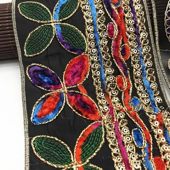 1 Metri Etnice Fir de Aur Paiete Africane Ornamente Dantelă Panglică DIY Rochie de Cusut Decor Brodat Material