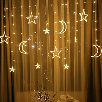 UE Plug LED Star Luna Felinar Șir de Lumini Eid Mubarak Lumina Ramadan Decor Islamic Partid Musulman Decor Ramadan Eid Decor