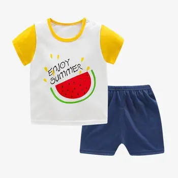 ZWY988 Copii Bumbac Haine de Vara Baieti Brodate de Desene animate T-Shirt, pantaloni Scurți 2 buc/seturi de Copii de Moda Copilul Treninguri