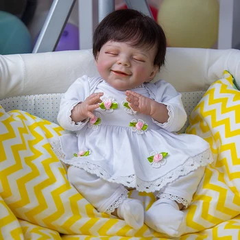 Design nou Zâmbind Renăscut Baby Dolls 50 cm Realiste Corpul de Pânză de Fibre de Păr Bonecas Renăscut Bebe Papusa Jucării Copil pentru Copii Cadou de Ziua