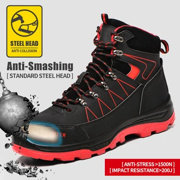 Steel Toe de Siguranță Pantofi Bărbați Femei din piele Industriale si de Constructii Puncție Dovada Cizme de Munca Încălțăminte de Protecție de Mari dimensiuni
