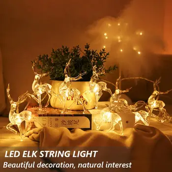 10-20 Lampă Cu Baterii Alb Cald Led Reni Zână Șir De Lumini De Crăciun Decor