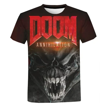 Doom T-shirt Joc FPS 3D Imprimate Streetwear Rece Casual Unisex Moda O-Neck T-shirt-uri Hip-Hop Scurt cu Maneci Supradimensionate T-shirt