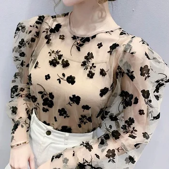Bluze Femei De Primavara Model Floral Design Casual, Confortabil De Sex Feminin De Simplu Hipster Mujer Gât Rotund Chic Ușor Retro Topuri