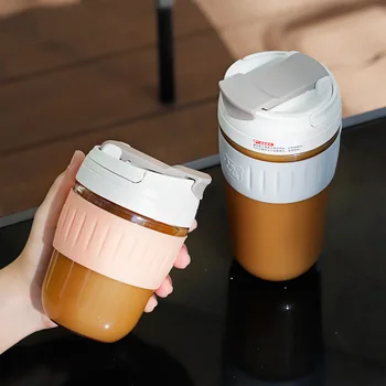 Cafea în pahar de Plastic de 500ml de Apa din Plastic Cup Proaspete și Drăguț Fată Simplă Pădure Elevi de Școală Primară Portabil Anti-toamna