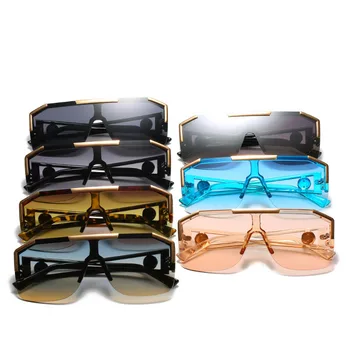 2020 Moda Brand de Lux Supradimensionat ochelari de Soare Patrati Bărbați Femei Vintage din Metal Mare Cadru Semi-fără ramă O Lentilă de Ochelari de Soare UV400