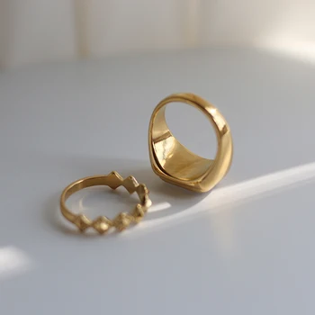Amaiyllis Aur de 18K Roman Curbat Coajă Alb Mama de perla Inel Ovale Pătrat Shell Grele Degetul Arătător Ring Pentru Femei Bijuterii