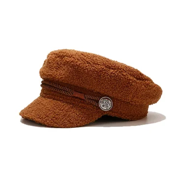 Nou Stil de Cașmir PĂLĂRIE MARINA Femei Toamna Iarna Pălărie Îngroșat Cald Flat Top Șapcă de Baseball Moda Octogonal Pălărie
