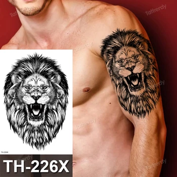 Brațul umăr tatuaje temporare pentru barbati femei sexy tatuaj fals animale, tigru, leu, cap de lup de mare mare de autocolante tatuaj corp negru