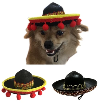 Mini Sombrero De Companie Amuzant Pălărie Reglabil Mini Stil Mexican Pălărie De Paie Pentru Câine Pisică Consumabile Partid Pentru Costum De Câine