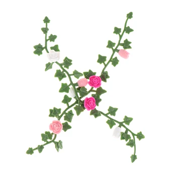 2 buc casă de Păpuși DIY Mini Trandafiri Casă de Păpuși în Miniatură de Flori de Viță de vie 1/12 Flori lucrate Manual Lut Colorat Drăguț de Alpinism a Crescut Wattle