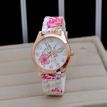 Otoky Ceas de mana pentru Femei de Moda Fată Ceas Silicon Imprimate Flori de Cauzalitate Cuarț Ceasuri de mana Ceas Femei 2020jul3 Ceasuri Pk