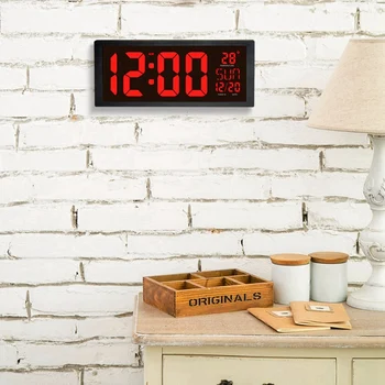 Mare Ecran Electronic De Mare Ceas De Perete Desktop Led-Uri Digitale Ceas Calendar Termometru Lumina Zilei De Economisire De Bucătărie, Ceas Murală Ue