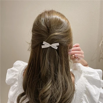 MENGJIQIAO Noi Sosesc coreean de Lux Stras Bowknot Hairgrips Pentru Femei Lady Pearl Elegant Agrafe de Par Petrecere de Păr Bijuterii
