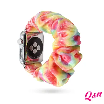 Roz Tie Dye Catifea Apple Watch Elasticele Trupa,38/40,42/44mm pentru Apple Watch,Material Elastic Curea Apple Watch