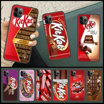 Amuzant kit kat Ciocolata kitkat Telefon Acoperi Caz corp Pentru iphone 5 5s se 2 6 6s 7 8 12 mini plus X XS XR 11 PRO MAX negru
