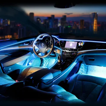 1buc 5M EL Șir de Sârmă Benzi Coarda Tub de Lumină Lumina de Neon Glow Auto Interior led Atmosfera Decor Lampa de Styling Auto Cu USB