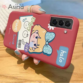 ASINA Urs Drăguț Caz Pentru Samsung Galaxy S21 Ultra S20 S9 S10 Plus Moale Lichid cu Capac de Silicon Pentru Samsung Nota 9 10 20 Funda Capa