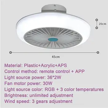 72W 220V cu LED-uri Moderne Ventilator de Tavan Lumina Difuzor Bluetooth Control de la Distanță Fan Candelabru Dormitor, sufragerie, Birou